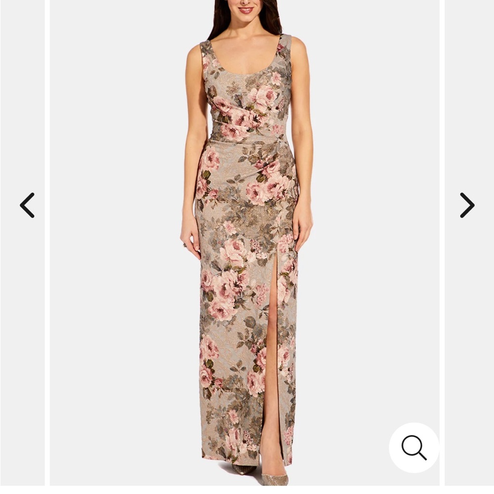 Adrianna Papell Floral Pink and Gray Dress